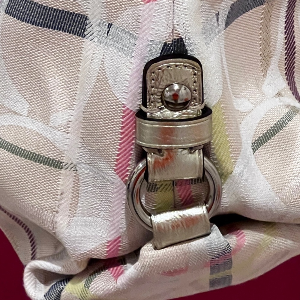 Coach Tattersall Cream and Brown Structured Shoulder Bag - Picture 9 of 14